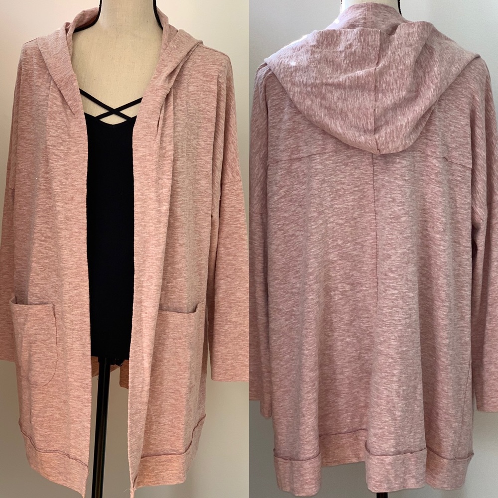 Pink hooded cardigan